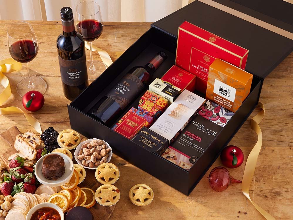 Corporate Christmas Bites with Red Wine Hamper