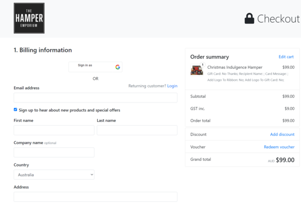 How to fill in billing information