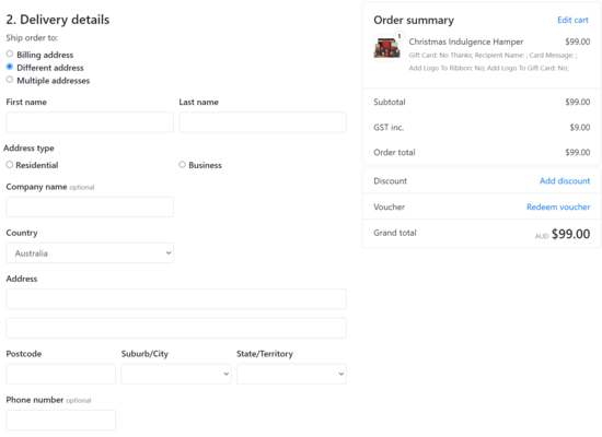 How to fill in delivery information