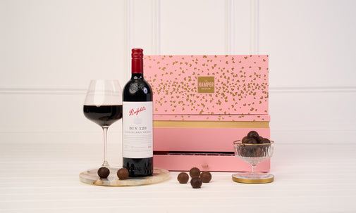 Blush & Gold Penfolds Bin 128 & Chocolate Gift Box