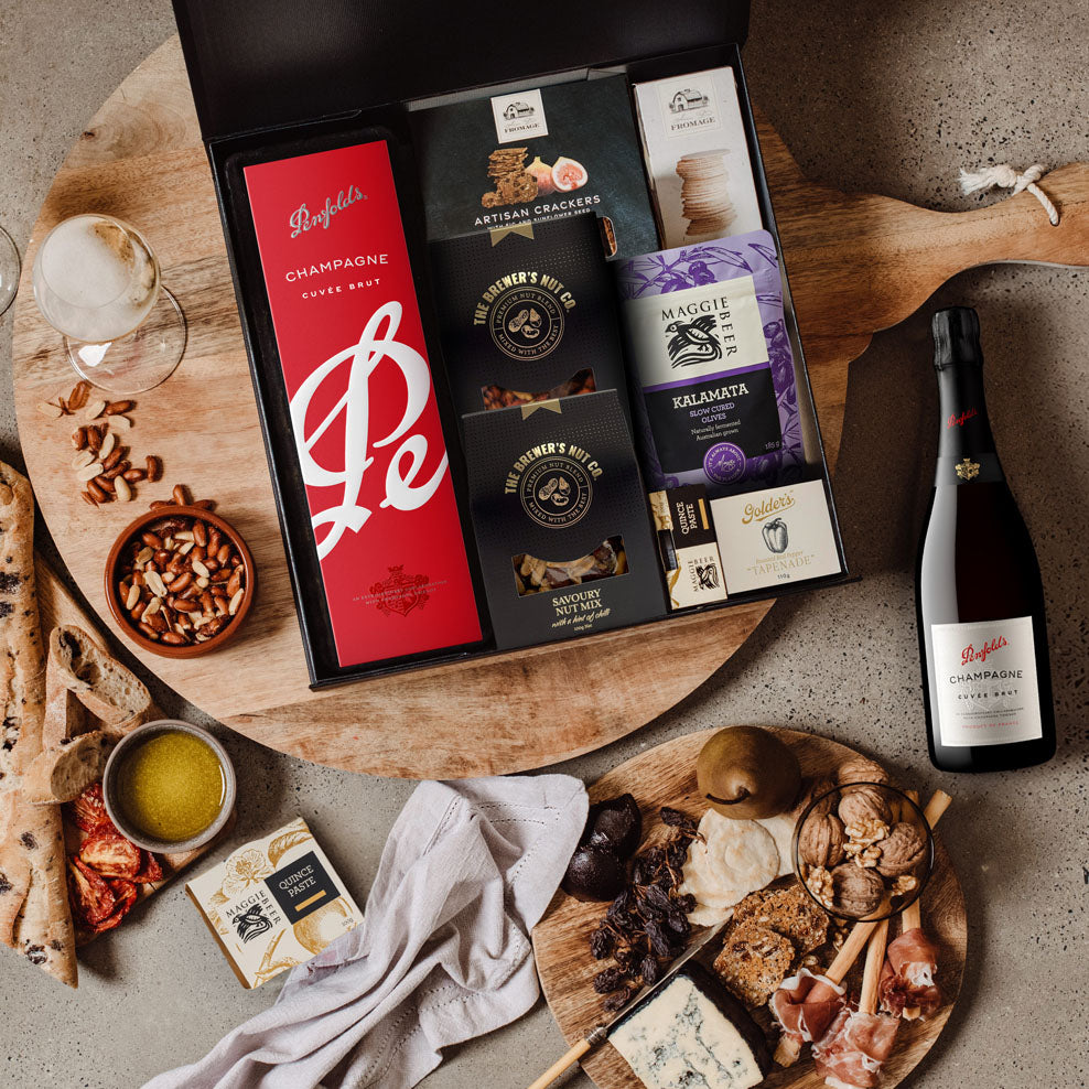 Premium Champagne & Gourmet Nibbles Hamper⏐The Hamper Emporium