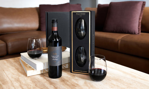 Red Wine & Stemless Wine Glasses Gift Pack