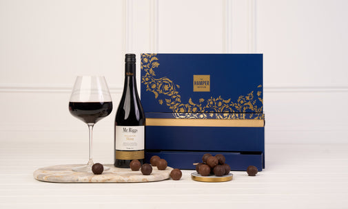 The Signature Navy & Gold Shiraz & Chocolate Indulgence Tiered Box