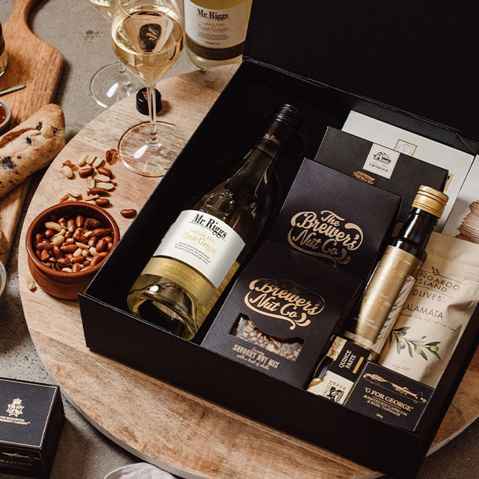 White Wine & Nibbles Hamper⼁The Hamper Emporium